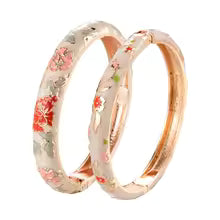 2 Pack Flower Enamel Bangle Bracelets
