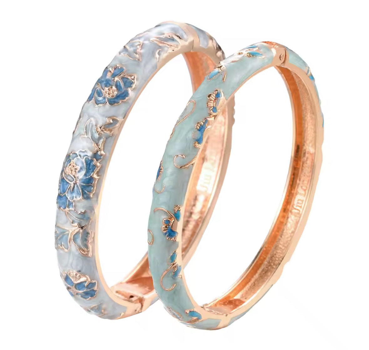 2 Pack Flower Enamel Bangle Bracelets