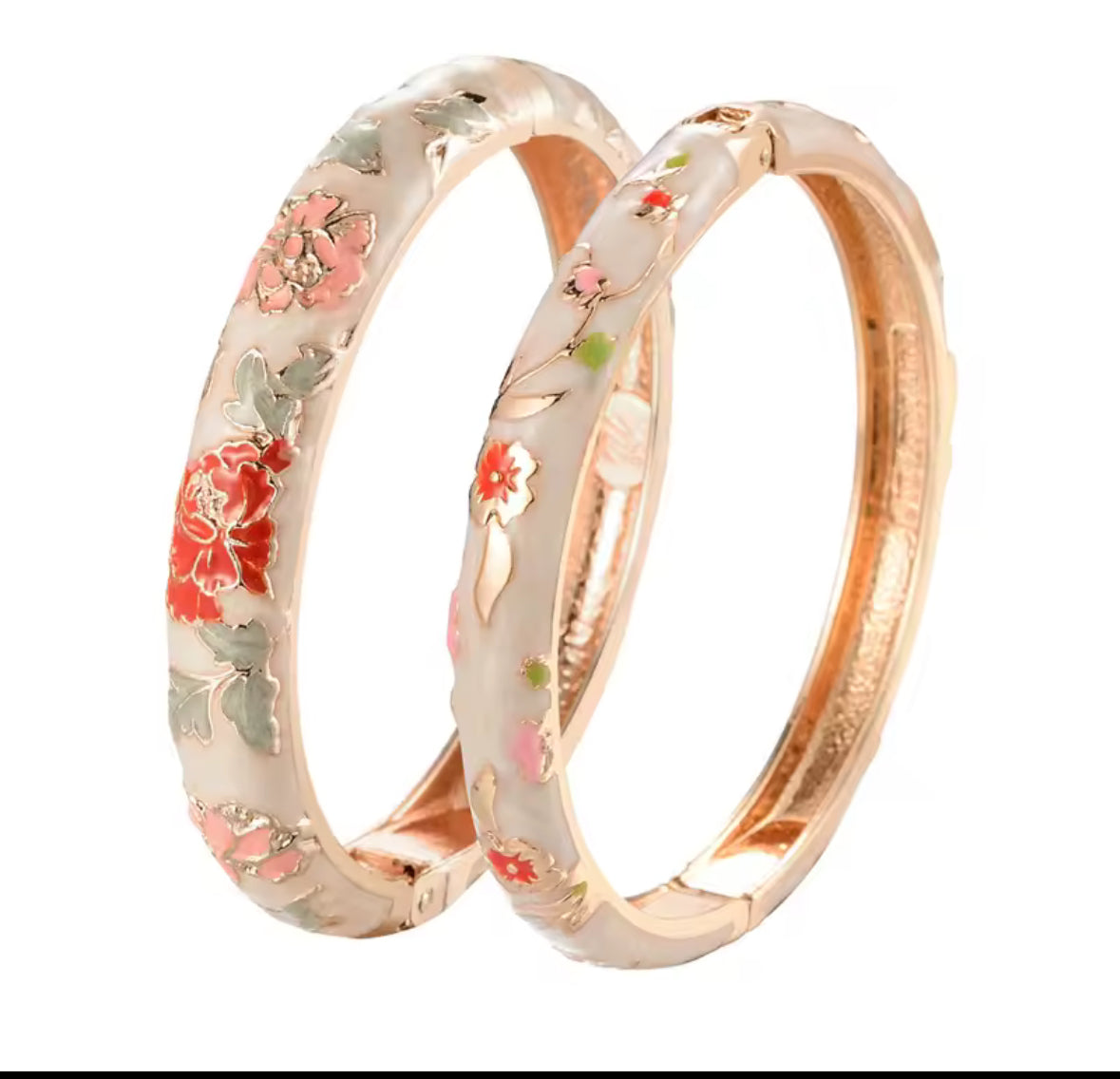 2 Pack Flower Enamel Bangle Bracelets